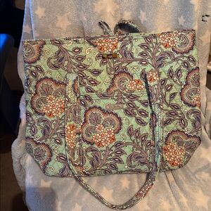 Vera Bradley Floral Tote Bag - Green and Purple